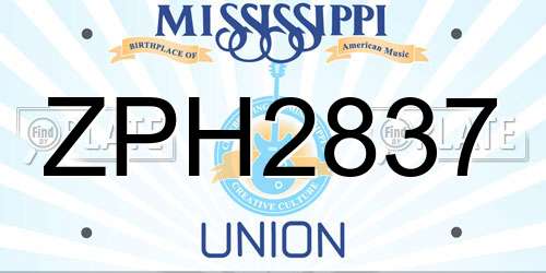 ZPH2837 Mississippi License Plate