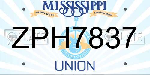 ZPH7837 Mississippi License Plate