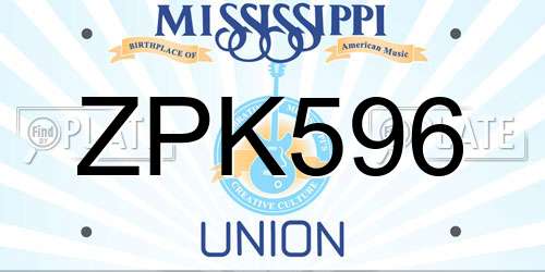 ZPK596 Mississippi License Plate