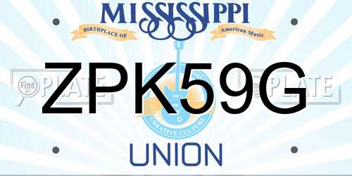 ZPK59G Mississippi License Plate