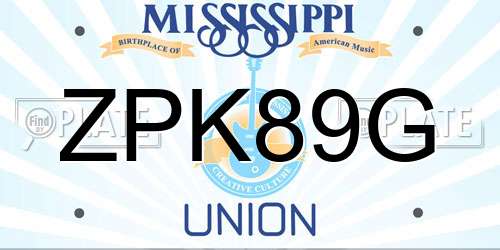 ZPK89G Mississippi License Plate