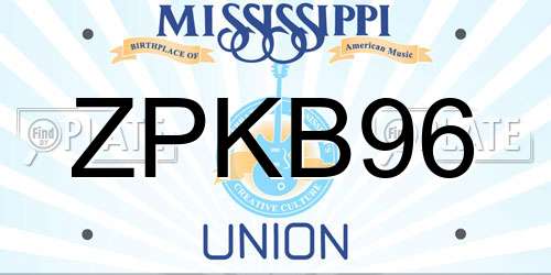 ZPKB96 Mississippi License Plate