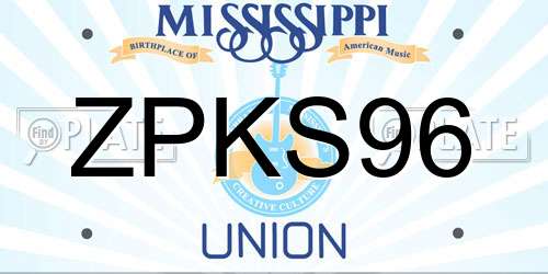 ZPKS96 Mississippi License Plate
