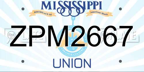 ZPM2667 Mississippi License Plate