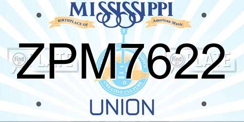 ZPM7622 Mississippi License Plate