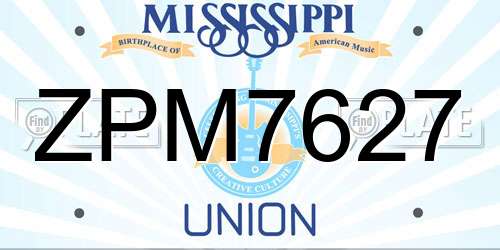 ZPM7627 Mississippi License Plate