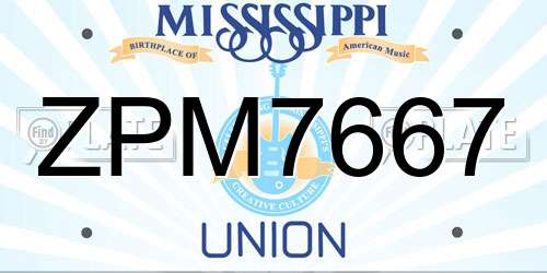 ZPM7667 Mississippi License Plate
