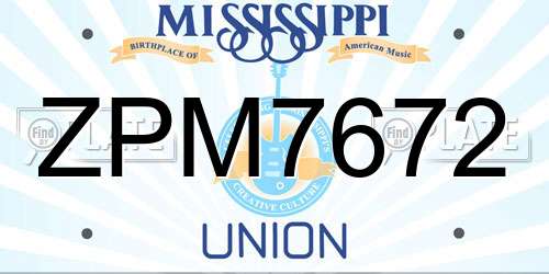 ZPM7672 Mississippi License Plate