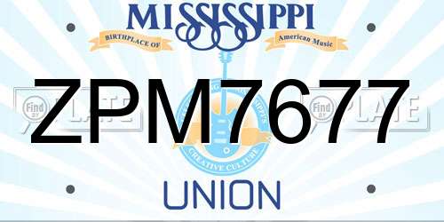 ZPM7677 Mississippi License Plate