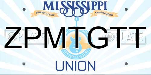 ZPMTGTT Mississippi License Plate