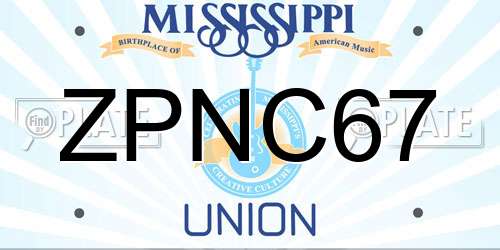 ZPNC67 Mississippi License Plate