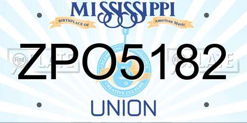 ZPO5182 Mississippi License Plate