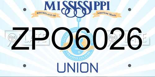 ZPO6026 Mississippi License Plate