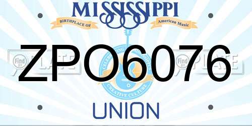 ZPO6076 Mississippi License Plate