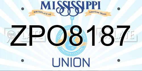 ZPO8187 Mississippi License Plate