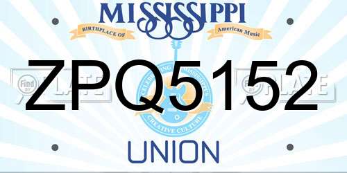 ZPQ5152 Mississippi License Plate