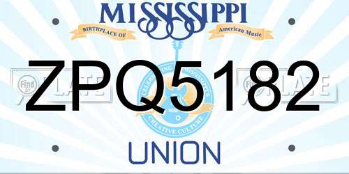 ZPQ5182 Mississippi License Plate