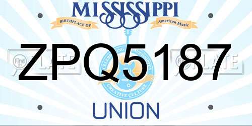ZPQ5187 Mississippi License Plate