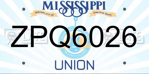ZPQ6026 Mississippi License Plate
