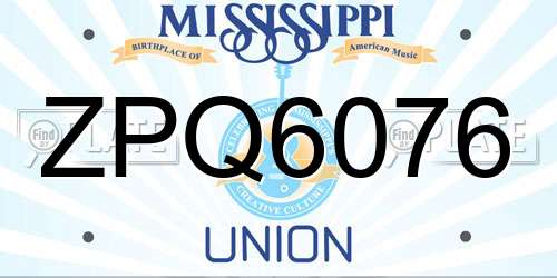 ZPQ6076 Mississippi License Plate