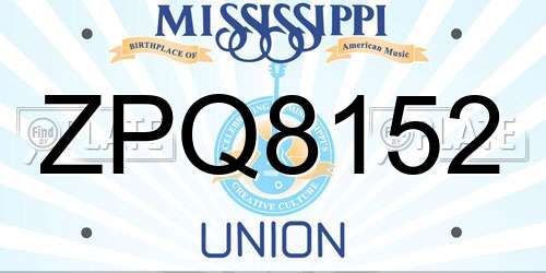 ZPQ8152 Mississippi License Plate
