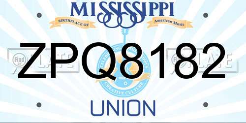 ZPQ8182 Mississippi License Plate