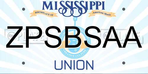 ZPSBSAA Mississippi License Plate