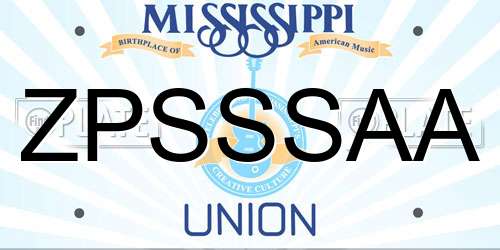 ZPSSSAA Mississippi License Plate
