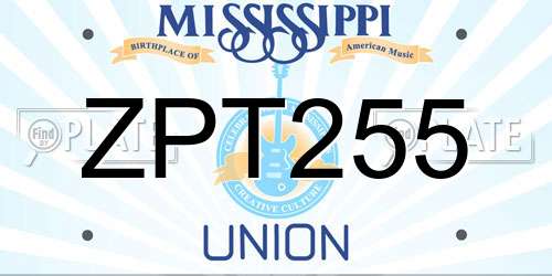 ZPT255 Mississippi License Plate