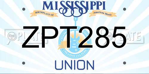 ZPT285 Mississippi License Plate