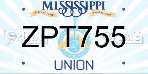 ZPT755 Mississippi License Plate