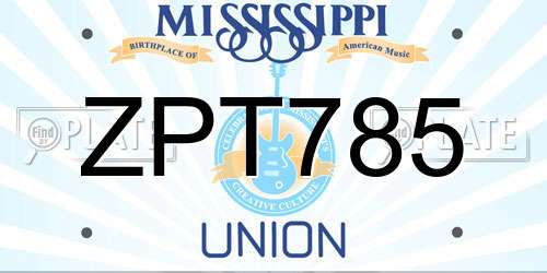 ZPT785 Mississippi License Plate