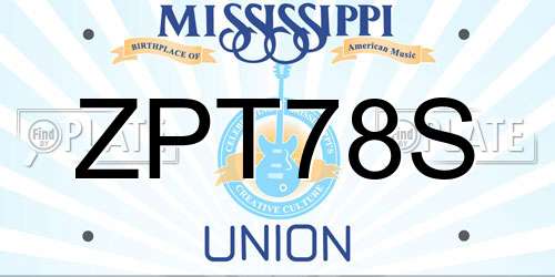 ZPT78S Mississippi License Plate