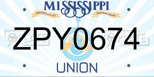 ZPY0674 Mississippi License Plate
