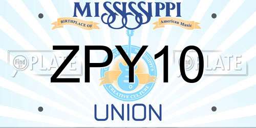 ZPY10 Mississippi License Plate