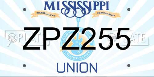 ZPZ255 Mississippi License Plate
