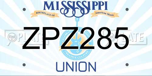 ZPZ285 Mississippi License Plate