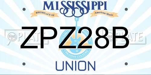 ZPZ28B Mississippi License Plate