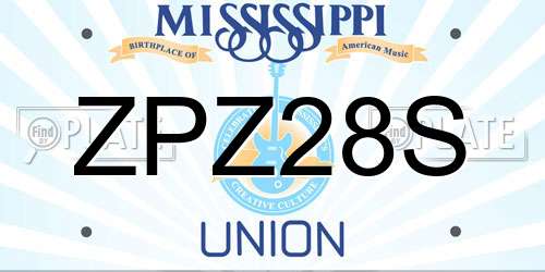 ZPZ28S Mississippi License Plate