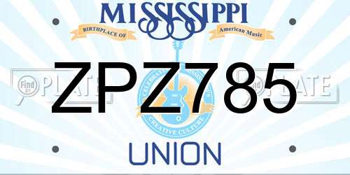 ZPZ785 Mississippi License Plate