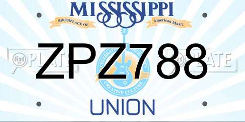 ZPZ788 Mississippi License Plate