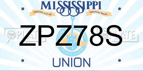 ZPZ78S Mississippi License Plate