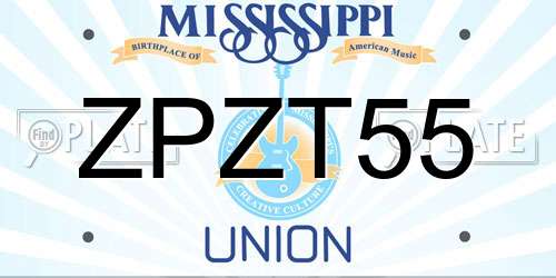 ZPZT55 Mississippi License Plate