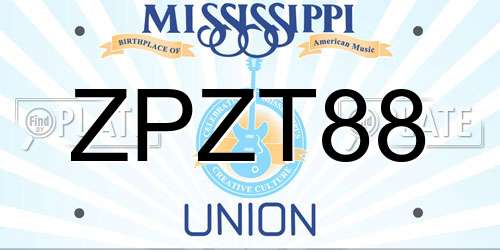 ZPZT88 Mississippi License Plate