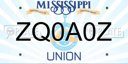 ZQ0A0Z Mississippi License Plate