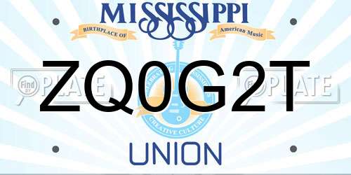 ZQ0G2T Mississippi License Plate