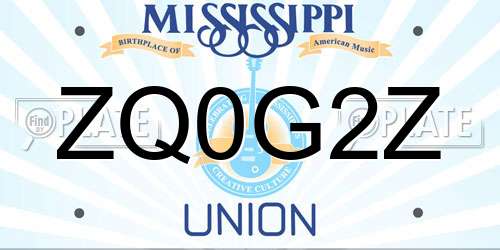 ZQ0G2Z Mississippi License Plate