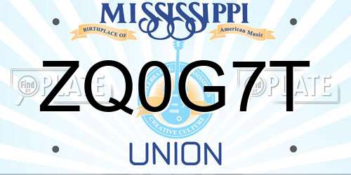 ZQ0G7T Mississippi License Plate