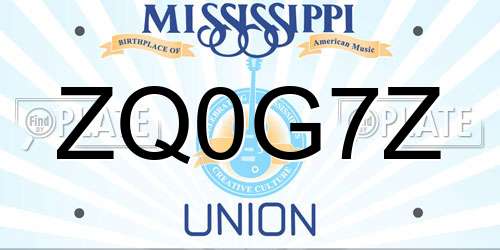 ZQ0G7Z Mississippi License Plate