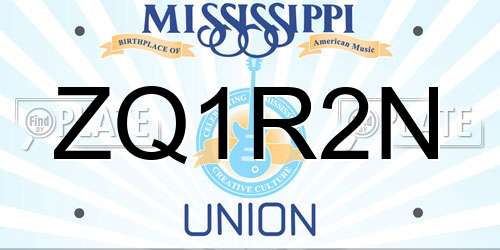 ZQ1R2N Mississippi License Plate